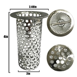 2in Floor Drain Strainer Commercial, 316 Stainless Steel Floor Drain Filter 4in Tall 2in Diameter with Carry Handle for Factory Kitchen Hospital Plant Downspouts Restaurant Industria