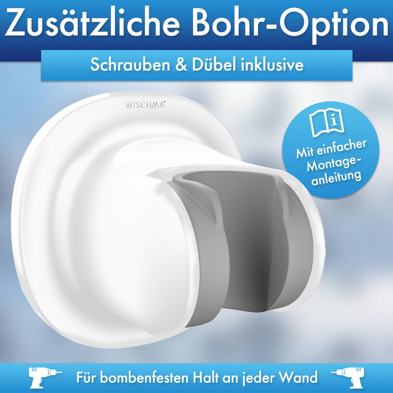 WISCHMA Shower Holder – Shower Head Holder – No Drilling