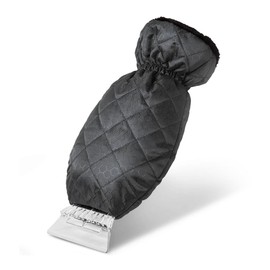 povtii Ice Scraper with Glove, Warm & Waterproof Windshield Ice Scraper Mitt Snow Shovel Glove, Ice Snow Frost Remover Cleaning Tool for Car Window Home, Winter Car Accessories (Black)