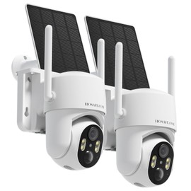 Outdoor Security Camera Wireless, 360° PTZ Remote Wireless Cameras for Home Security Solar Powered, 2K Solar Security Camera with Spotlight Color Night Vision, PIR Sensor, 2-Way Audio, 2 Pack