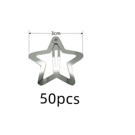 Naisfei 50 Pcs Star Hair Clips,3CM Wide Star Shape Silver Hair Clips,Metal Hair Clip, Girls Hair Clips Non Slip Metal Stars Hair Pins Accessories Snap Hair Barrette,for Teen Girls Women