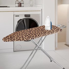 Pzuqiu Leopard Print Ironing Board Cover Universal Iron Board Cover for Ironing Board Extra Wide Durable Ironing Board Cover with Hook and Loop