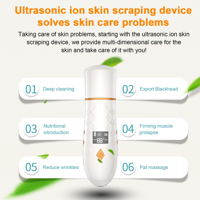 Ultrasonic Shovel Facial Skin Scrubber with Heating Pore Cleanser Face