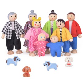 Aolso Dolls House Dolls, Pack of 12 Wooden Doll Family, Figures Dolls Play Set, Bending Dolls, Family Dolls Accessories for Dollhouses