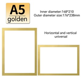 Magnetic Sign Holder ,Double Sided Self-Adhesive Frames,Magnetic Picture Frame Picture Display Frame wz Magnet Strip Border for Window/Wall/Elevator/Door/Fridge/Notice Paper(10Pcs,Golden ,9.37*6.92)