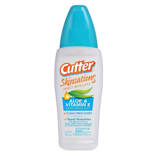 Cutter Skinsations Insect Repellent Spray 6oz Pump Aloe & Vitamin- E (3 Pack)
