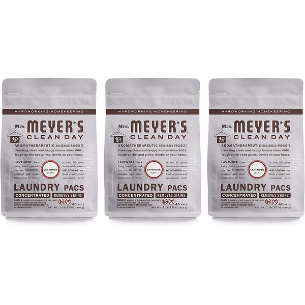 Mrs. Meyer's Clean Day Automatic Dishwasher Pods, Cruelty Free Formula Dish Soap Tablets, Lavender Scent, 20 Count - Pack of 3 (60 Total Pods)
