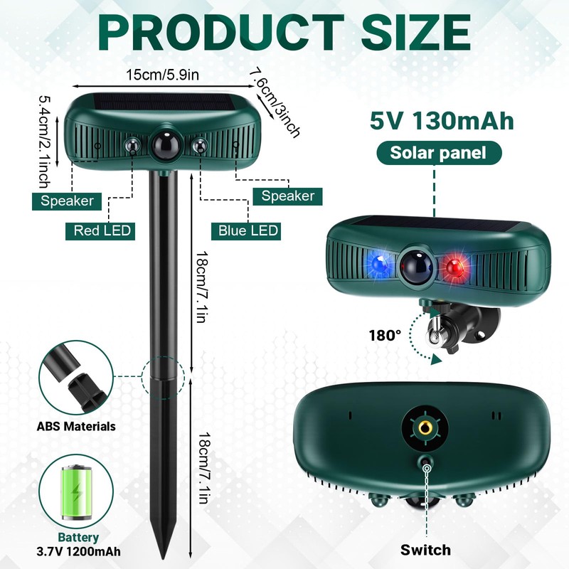 Qualirey 2 Pcs Solar Outdoor Alarm Motion Sensor 129dB Security