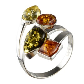 HolidayGiftShops Sterling Silver and Baltic Amber Multicolored Ring Marcia