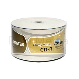 50 Ritek Glossy Full Hub Inkjet Printable White CD-R 52X Blank Discs