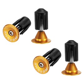 sourcing map 2Pair Bar End Plugs Aluminum Handlebar End Caps Bike Plugs 0.7oz Expanding Locking for MTB Road BMX Fixed Gear Bike, Yellow