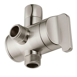 BRIGHT SHOWERS Shower Arm Diverter Valve for Hand held Showerhead and Fixed Spray Head, 3-Way Shower Head Diverter Valve, Brushed Nickel