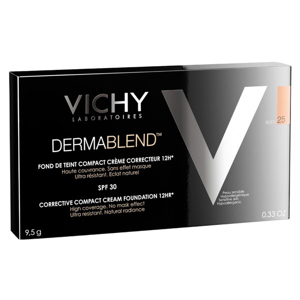 Vichy Dermablend Compacto #25 Nude, Base de maquillaje en crema compacta, 9.5gr.