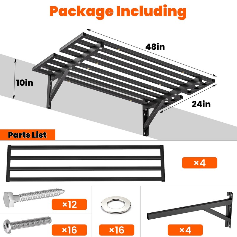 Ultrawall Heavy Duty Garage Wall Shelves, 2 x 4 ft