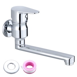 Jeonestan Wall Mounted Single Faucet Horizontal Faucet, Single Up and Down Operation, 180° Freely Rotated, Wall Mounted Faucet for Kitchen, Washbasin, Sink, Mop Pool, Bathroom