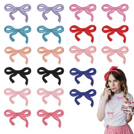 Nogeqi 20PCS Bow Iron on Patches 10 Colors Iron on Bow Patches for Girls Clothes DIY Hats Pants Shoes Jeans Shirt Jackets Backpacks Bags