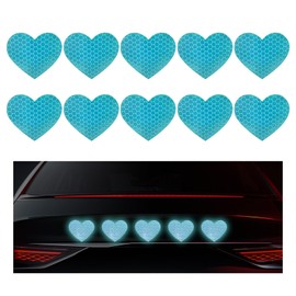 SHMZK 10PCS Vinyl Decal for Cars, High Intensity Reflective Sticker Night Safety Sign Bumper Decals, Waterproof Grid Vinyl Stickers Scratch Cover for Auto Window Laptop (Heart, Green)