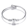 VQYSKO Silver Heart Initials Bracelet-A-Z Stainless Steel Engraved Charm Bracelet,