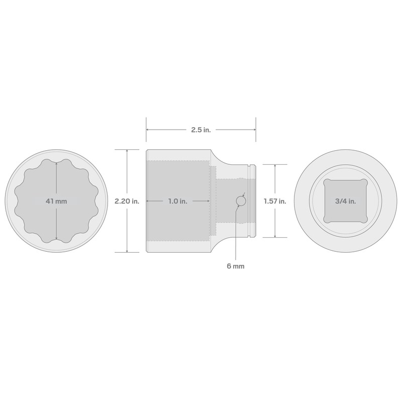 TEKTON 3/4 Inch Drive x 41 mm 12-Point Socket |