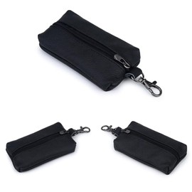 Unisex Genuine Leather Key Case Wallet Pouch Bag Keychain Holder with Key Ring & Zipper