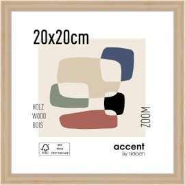 accent by nielsen Picture Frame, 20 x 20 cm, Wood, Natural, Photo Frame for Standing and Hanging in Portrait and Landscape Format, Real Glass, Zoom