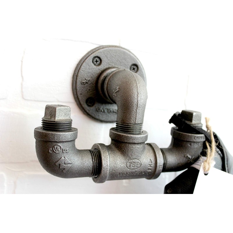 Industrial Pipe Hooks - Black pipe coat hook, towel hook,