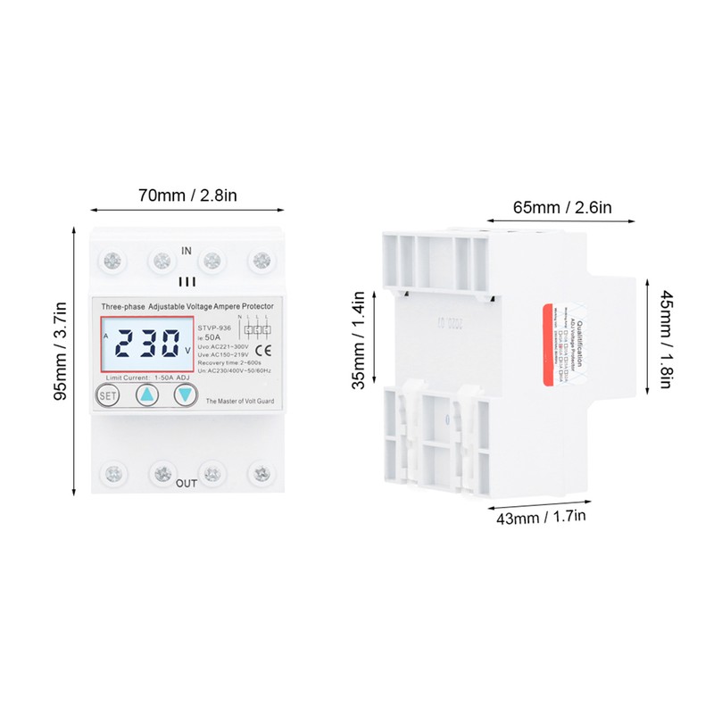 Adjustable Voltage Protector 3Phase LCD Multifunctional SelfResetting STVP936 230v 400V