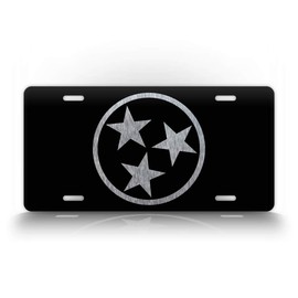 Tennessee Flag Silhouette License Plate TN Silver Flag Auto Tag