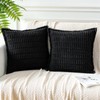 Artscope Black Cushion Covers Set of 2 Corduroy Decorative Square