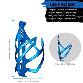 Corki Cycles Bike Water Bottle Holder, Lightweight Bicycle Cup Holder Adjustable Drink Holder Rack for Road & Mountain Bikes- Blue - 2Pack