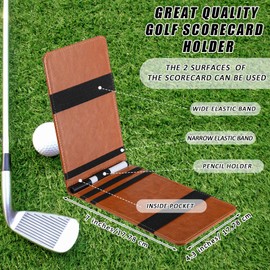 Honoson 4 Pcs Golf Scorecard Holder PU Leather Golf Yardage Book Cover Golf Scorecard Book Golf Score Holder Protector Gift Accessories, 4.3 x 7 Inches