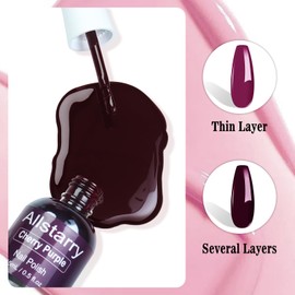 Allstarry Cherry Mocha Gel Polish, Air Dry Purple Nail Polish & UV/LED Purple Gel Polish Comb Each 0.5 fl.oz/15ml Wicked Nail Polish for Nail Art DIY Manicure Salon Home Gift for Women - Cherry Purple