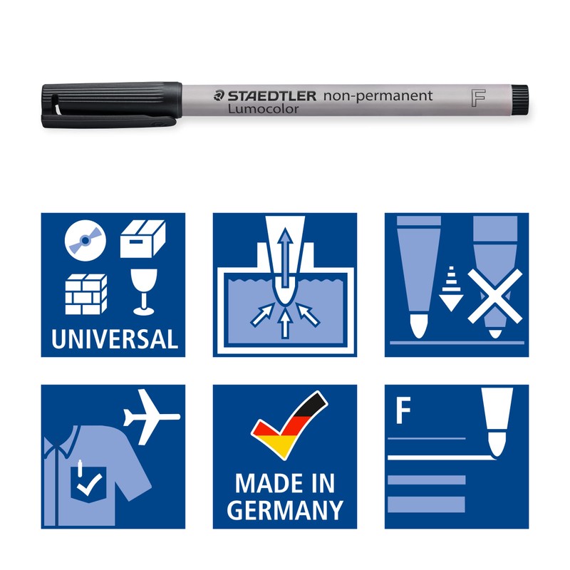STAEDTLER 316-9 Lumocolor Non-Permanent Pen, Fine Line Width, 0.6mm -