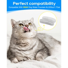 Cunina 12 Pack Dog Water Fountain Filters Replacement Compatible with W600 Automatic Water Bowl Dispenser, Pet Fountain Charcoal Filters Fit for 205oz/6L Dog Water Fountain for Large Dogs