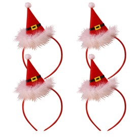 BORFUE Santa Claus Hat Christmas Headbands Red Santa Hat Headband Xmas Party Hair Bands Hair Hoops Headdress Hair Accessories (4)