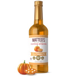 Matteo's Barista Style Sugar-Free Coffee Syrup, Pumpkin Pie Flavor, Zero Calories and Sugar, Keto Friendly, Ideal for Lattes, Cappuccinos, Espresso, Americano, Indulgent Taste 33.8 Oz, 1-Pack