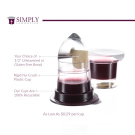 Cups Pre-filled Communion Cups - Tray & Seatback Pew Compatible Prefilled Communion Cups and Wafer - Concord Grape Juice and Bread - Box of 200 - EASY Open Fresh Communion Made in the USA