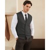 KALLSPIN Men's Sweater Vest Wool Blend V Neck Sleeveless Cardigan