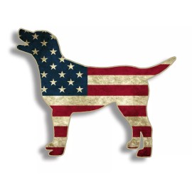 Real Sticky American Rustic USA Flag Labrador Lab K9 Dog Sticker Cup Car Window Bumper Decal