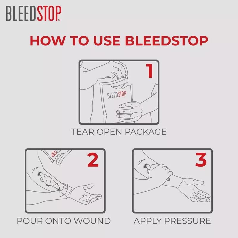 BleedStop First Aid Powder for Blood Clotting - 5 PK