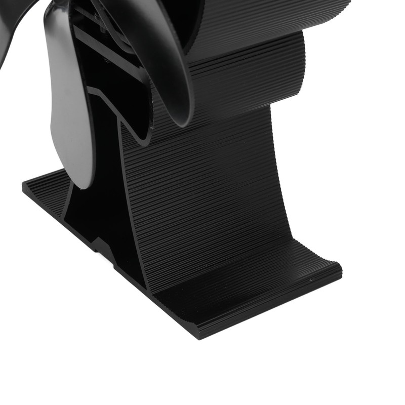 Black 6 Blade Heat Powered Stove Fan Thermodynamically Driven Fireplace