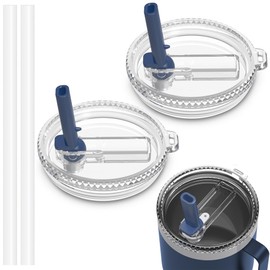 BNBOWWEL 30 oz Tumbler Flip Straw Lid Replacement Fit for YETI 30/32 oz Tumbler, 30 oz Stackable cup and 26/35/42 oz Straw Mug, Fits Yeti lids, BPA free, Navy 2 Pack