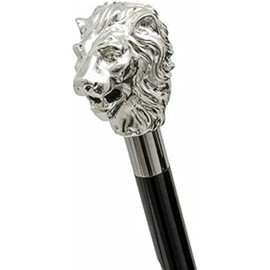 Waziha Nautical Walking Hand Cane Stick Designer Handmade Walking Stick for Men & Women Solid Metal and Natural Wood (Silver Lion Head), 36 inches