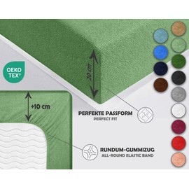 Sesto Senso Fitted Sheet 140 x 200 cm Green for Topper Terry Cloth with Elastic Band 100% Cotton