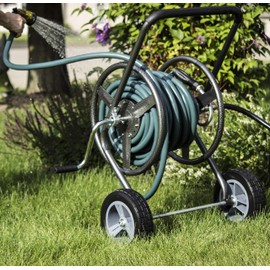 Garden Hose Reel with Wheels - Heavy Duty Hose Caddie - 350 Ft Hose Capacity - Hammertone Finish - Backyard Expressions