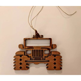Jeep Wood Christmas Ornament Rear View Mirror Accessory square Headlight