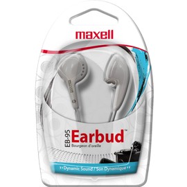Maxell 190599 Dynamic Sound Wired Lightweight Extended Use Design Stereo Ear Bud - White (Value)