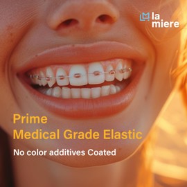 LA MIERE 100 Pack, Amber Latex Orthodontic Elastics, Dental Bands Intraoral Elastic Bands Blue Chipmunk (Medium, 5 Oz, 1/8'')