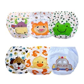 6-Pack Boys Potty Training Underwear Cotton Reusable Pee Training Pants for Baby Boys Cute Embroidery Patterns Toddler Kids Waterproof Breathable Underwear - Size: 2-3T