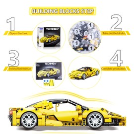 SIENON Technic Super Sports Car Building Kit Pull Back Race Car Toy, Racing Vehicle Collectible Model Supercar Building Set, Sports Vehicle Construction Toys for Kids Girls Boys Age 6+ (391 Pcs)